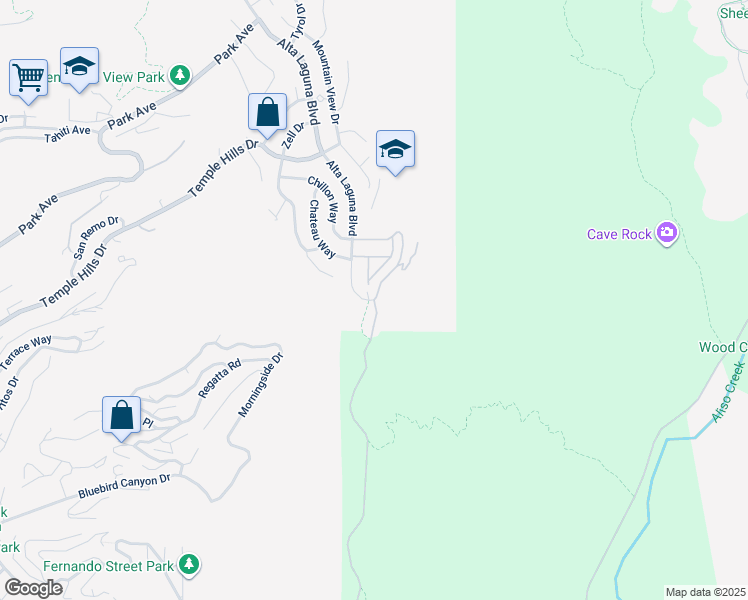 map of restaurants, bars, coffee shops, grocery stores, and more near 31871 Alta Laguna Boulevard in Laguna Beach