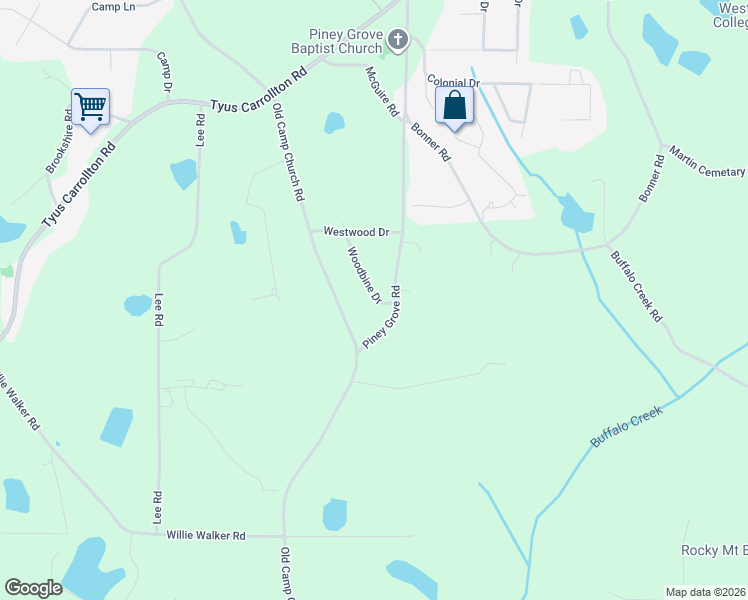 map of restaurants, bars, coffee shops, grocery stores, and more near 95 Woodbine Drive in Carrollton