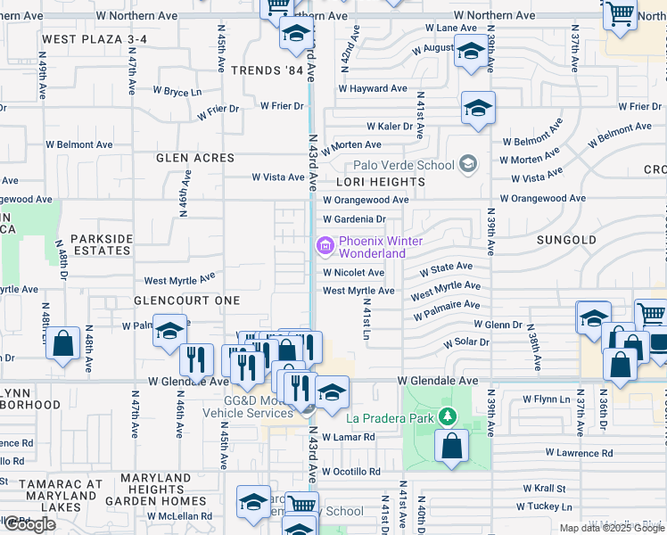 map of restaurants, bars, coffee shops, grocery stores, and more near 4226 W Nicolet Ave in Phoenix