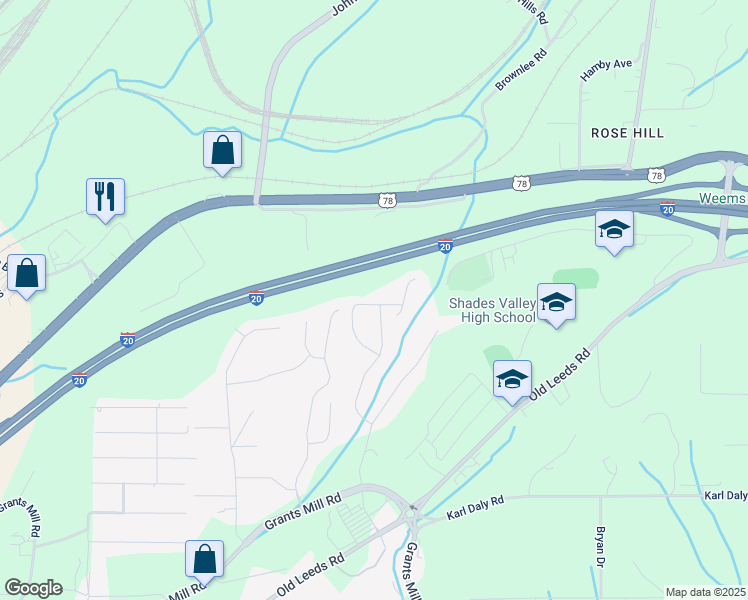 map of restaurants, bars, coffee shops, grocery stores, and more near 4002 Valley Manor in Irondale