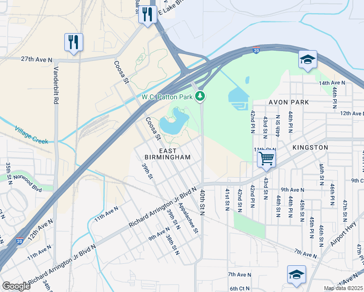 map of restaurants, bars, coffee shops, grocery stores, and more near 3937 12th Avenue North in Birmingham