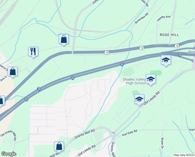map of restaurants, bars, coffee shops, grocery stores, and more near 3978 Valley Manor in Irondale