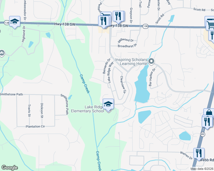 map of restaurants, bars, coffee shops, grocery stores, and more near 1294 Hollenbeck Lane in Riverdale
