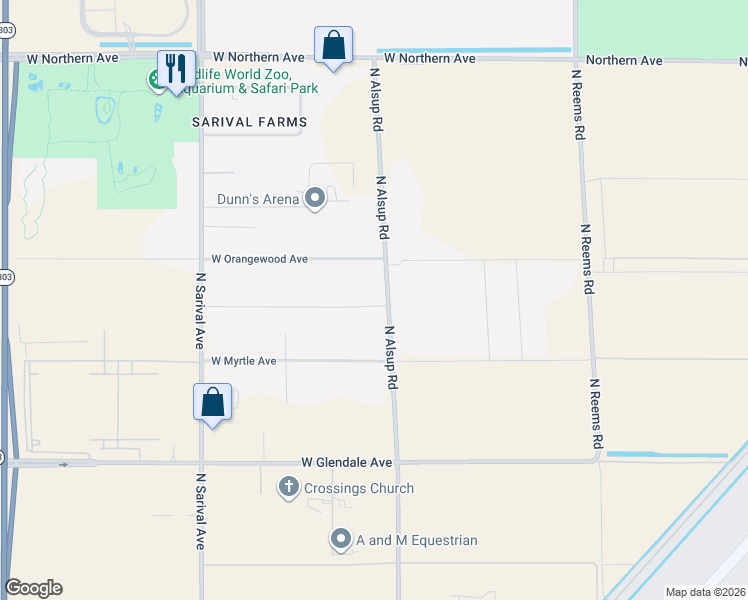 map of restaurants, bars, coffee shops, grocery stores, and more near 15919 West State Avenue in Litchfield Park