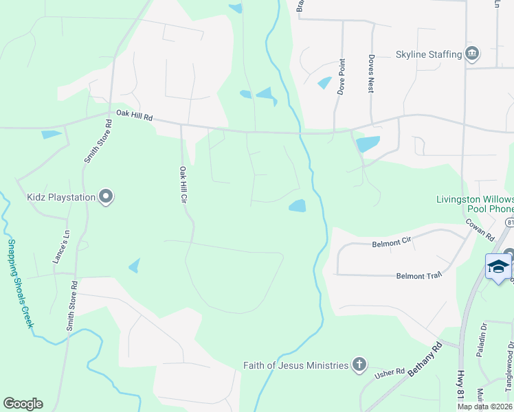 map of restaurants, bars, coffee shops, grocery stores, and more near 10 Lakefront Drive in Covington