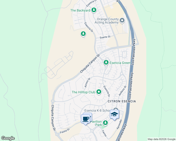 map of restaurants, bars, coffee shops, grocery stores, and more near 8 Platal Street in Ladera Ranch