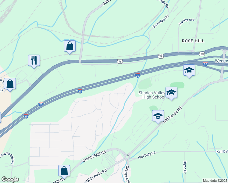 map of restaurants, bars, coffee shops, grocery stores, and more near 3978 Valley Manor in Irondale
