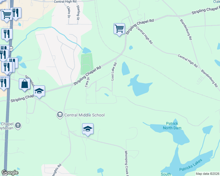 map of restaurants, bars, coffee shops, grocery stores, and more near 125 Lost Lake Road in Carrollton