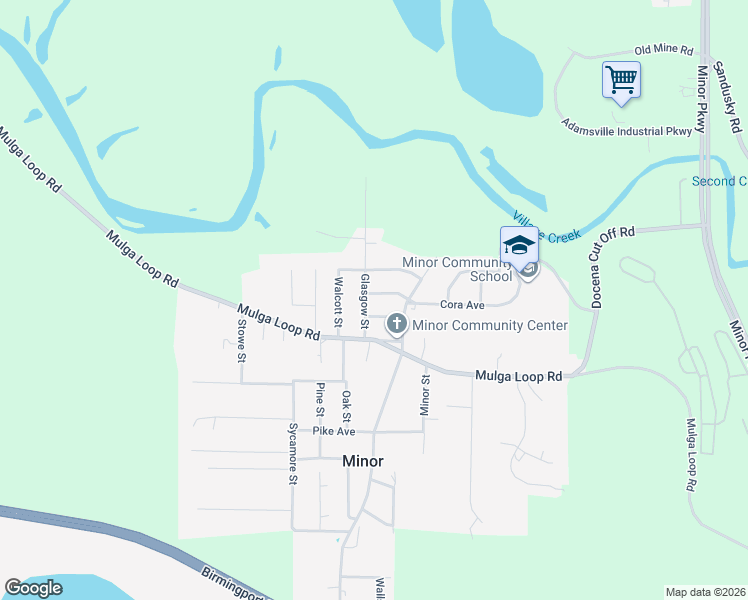 map of restaurants, bars, coffee shops, grocery stores, and more near 1129 Glasgow Street in Birmingham
