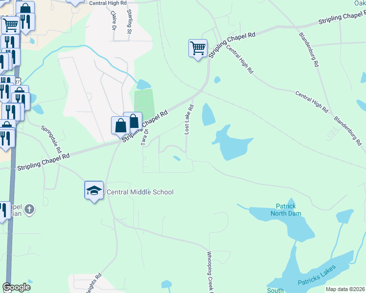 map of restaurants, bars, coffee shops, grocery stores, and more near 125 Lost Lake Road in Carrollton