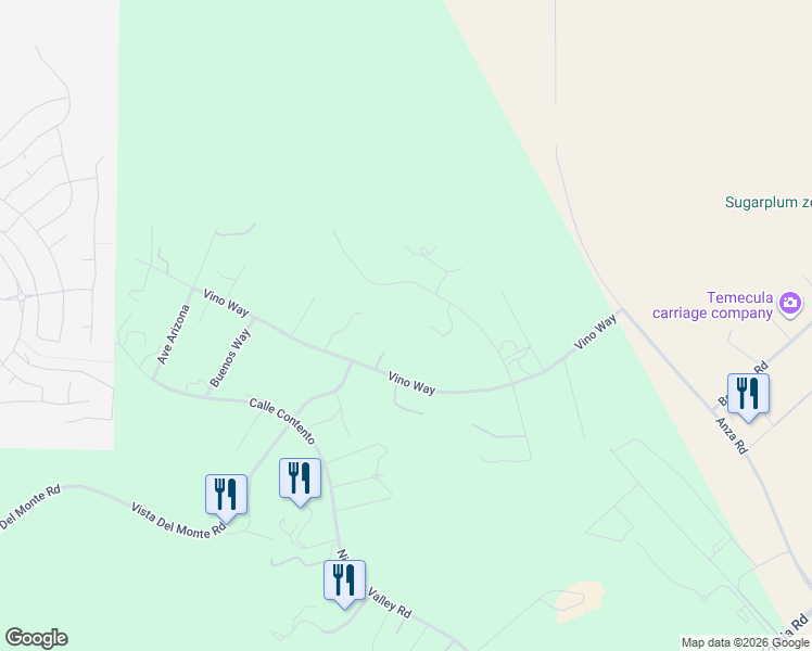 map of restaurants, bars, coffee shops, grocery stores, and more near 39625 Calle Cabernet in Temecula