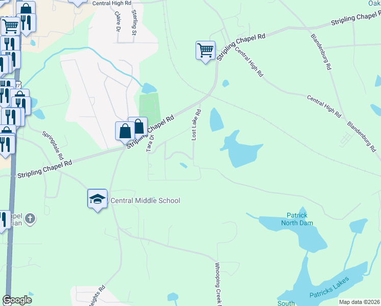 map of restaurants, bars, coffee shops, grocery stores, and more near 125 Lost Lake Road in Carrollton