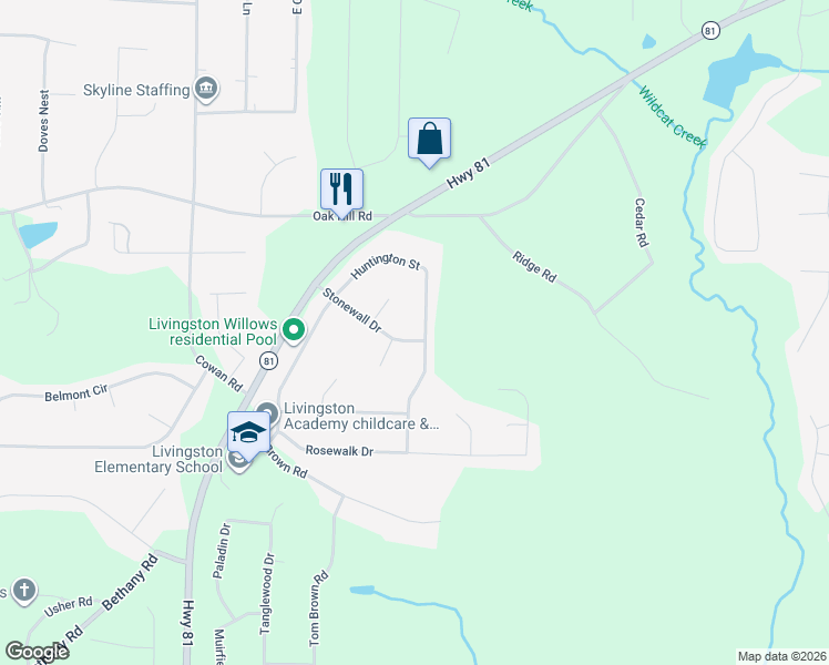 map of restaurants, bars, coffee shops, grocery stores, and more near 195 Huntington Street in Covington