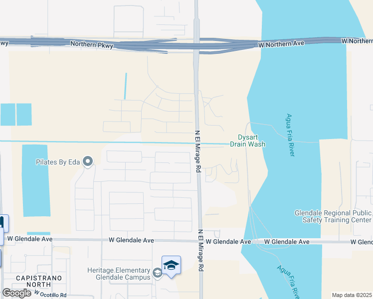 map of restaurants, bars, coffee shops, grocery stores, and more near 9949 North El Mirage Road in Glendale