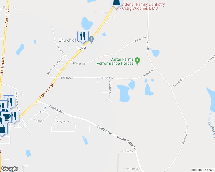 map of restaurants, bars, coffee shops, grocery stores, and more near 113 Scarlett Place Drive in Bowdon
