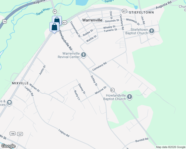 map of restaurants, bars, coffee shops, grocery stores, and more near 217 Howlandville Road in Warrenville