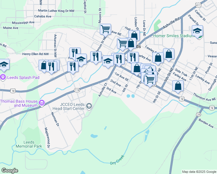 map of restaurants, bars, coffee shops, grocery stores, and more near 8128 3rd Avenue in Leeds