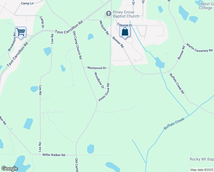 map of restaurants, bars, coffee shops, grocery stores, and more near 130 Woodbine Drive in Carrollton