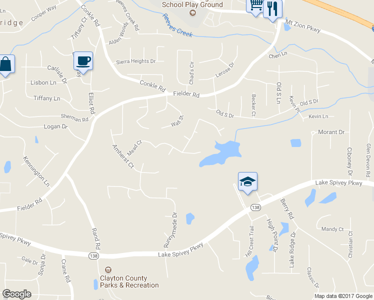 map of restaurants, bars, coffee shops, grocery stores, and more near 2560 Mead Court in Jonesboro