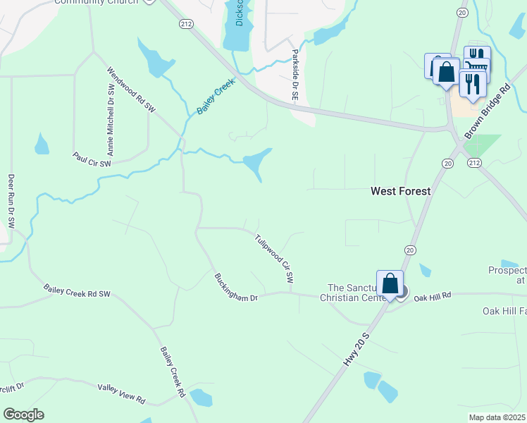 map of restaurants, bars, coffee shops, grocery stores, and more near 321 Deerberry Court Southeast in Covington
