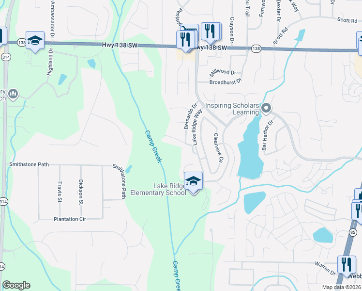 map of restaurants, bars, coffee shops, grocery stores, and more near 1328 Hollenbeck Lane in Riverdale