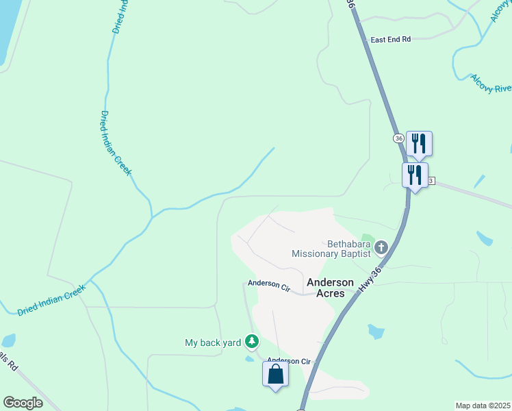 map of restaurants, bars, coffee shops, grocery stores, and more near 575 Anderson Creek Road in Covington