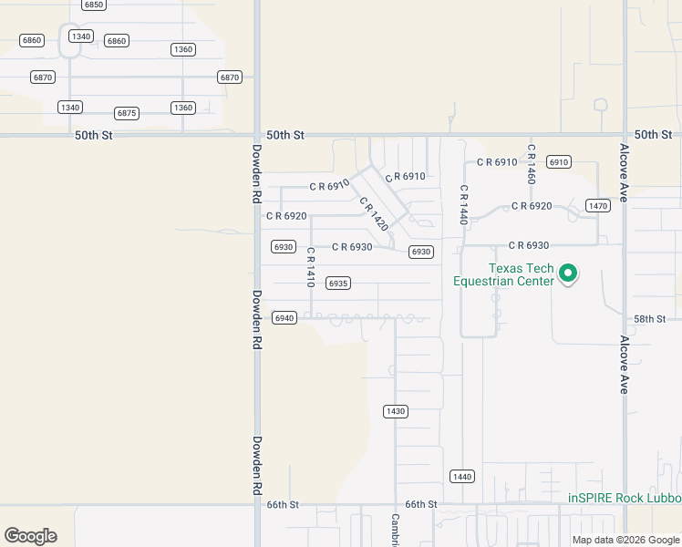 map of restaurants, bars, coffee shops, grocery stores, and more near 8402-8498 57th Street in Lubbock