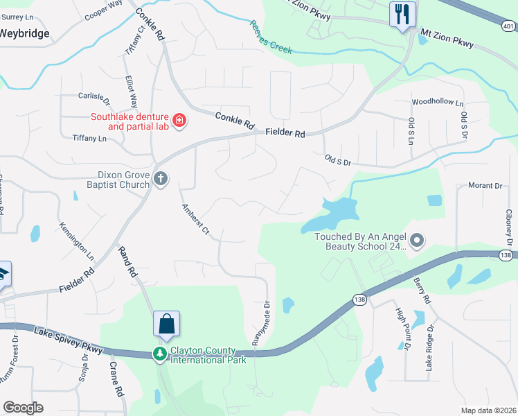 map of restaurants, bars, coffee shops, grocery stores, and more near 2527 Mead Court in Jonesboro
