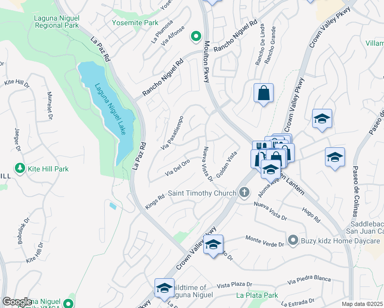 map of restaurants, bars, coffee shops, grocery stores, and more near 24722 Via Carlos in Laguna Niguel