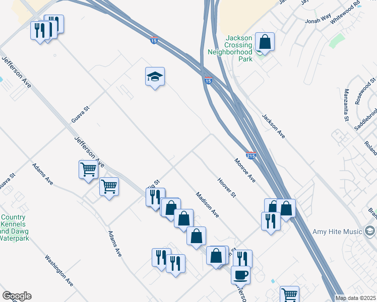map of restaurants, bars, coffee shops, grocery stores, and more near Fig Street in Murrieta