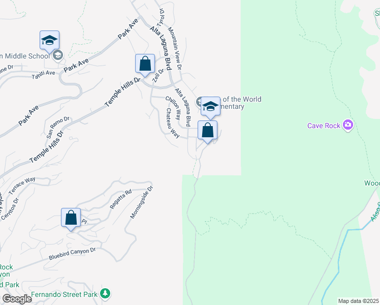 map of restaurants, bars, coffee shops, grocery stores, and more near 28872 Alta Laguna Boulevard in Laguna Beach