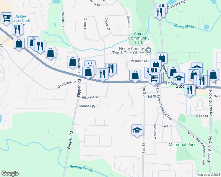 map of restaurants, bars, coffee shops, grocery stores, and more near 106 Bowen Street in Stockbridge