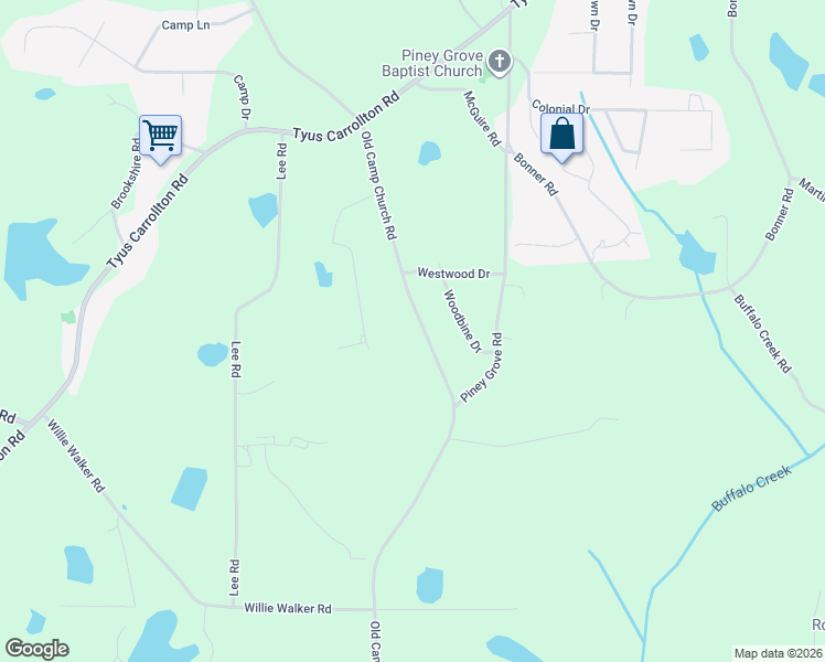 map of restaurants, bars, coffee shops, grocery stores, and more near 710 Old Camp Church Road in Carrollton