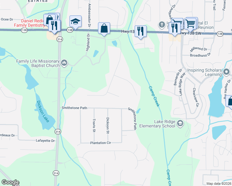 map of restaurants, bars, coffee shops, grocery stores, and more near 535 Lullaby Court in Fayetteville