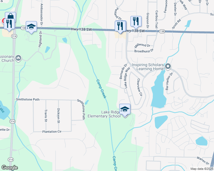 map of restaurants, bars, coffee shops, grocery stores, and more near 1384 Hollenbeck Ln in Riverdale