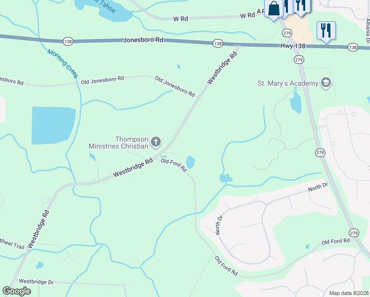 map of restaurants, bars, coffee shops, grocery stores, and more near 581 Westbridge Road in Fayetteville