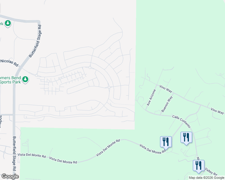 map of restaurants, bars, coffee shops, grocery stores, and more near 39101-39399 Calle Contento in Temecula