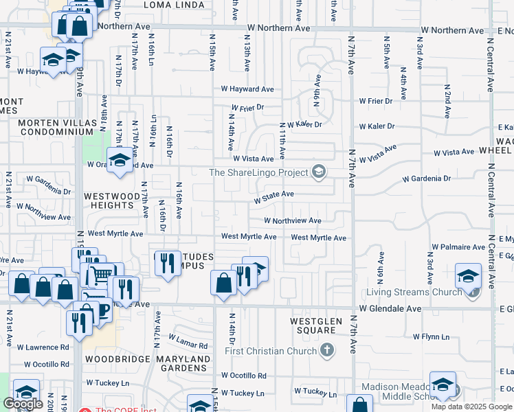 map of restaurants, bars, coffee shops, grocery stores, and more near 7226 North 12th Avenue in Phoenix