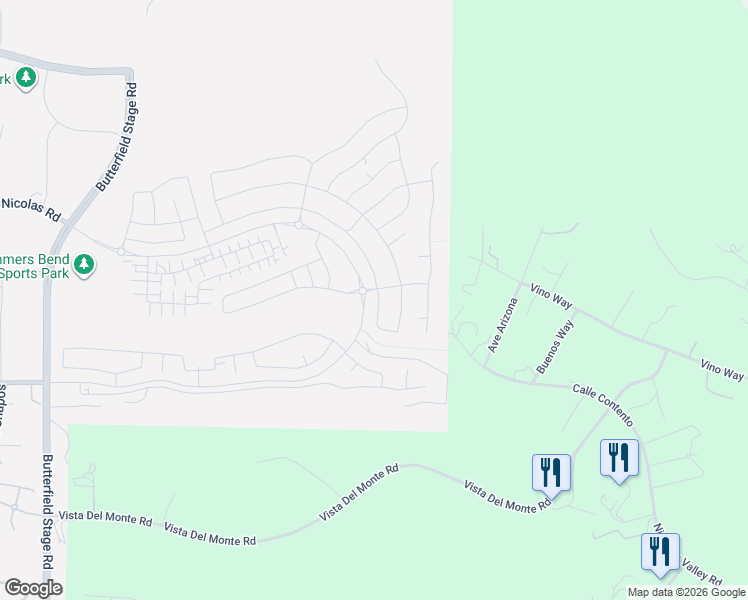 map of restaurants, bars, coffee shops, grocery stores, and more near 39101-39399 Calle Contento in Temecula