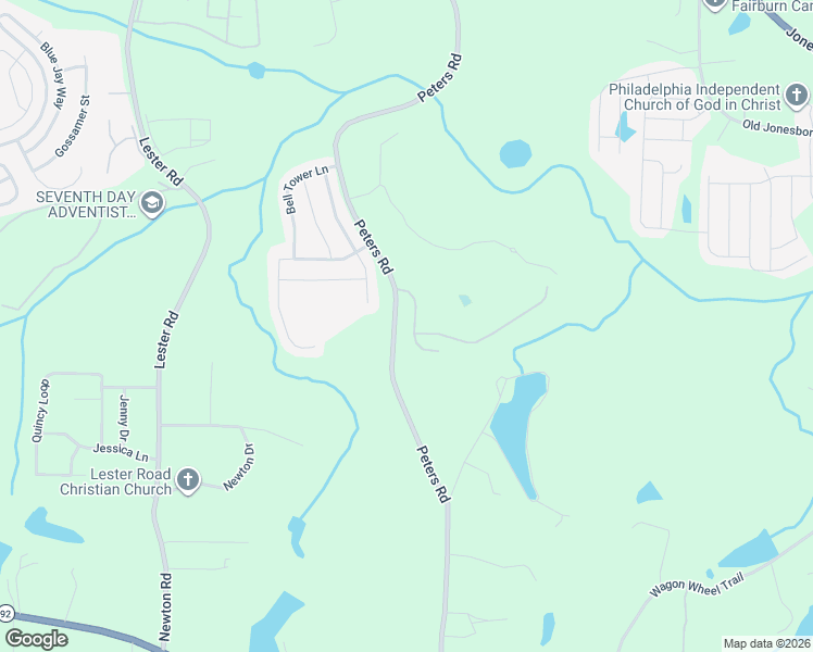map of restaurants, bars, coffee shops, grocery stores, and more near 3844 Roses Trail in Fairburn