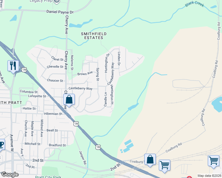 map of restaurants, bars, coffee shops, grocery stores, and more near 657 Candle Lane in Birmingham