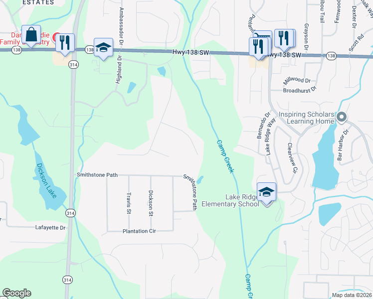 map of restaurants, bars, coffee shops, grocery stores, and more near 550 Lullaby Court in Fayetteville