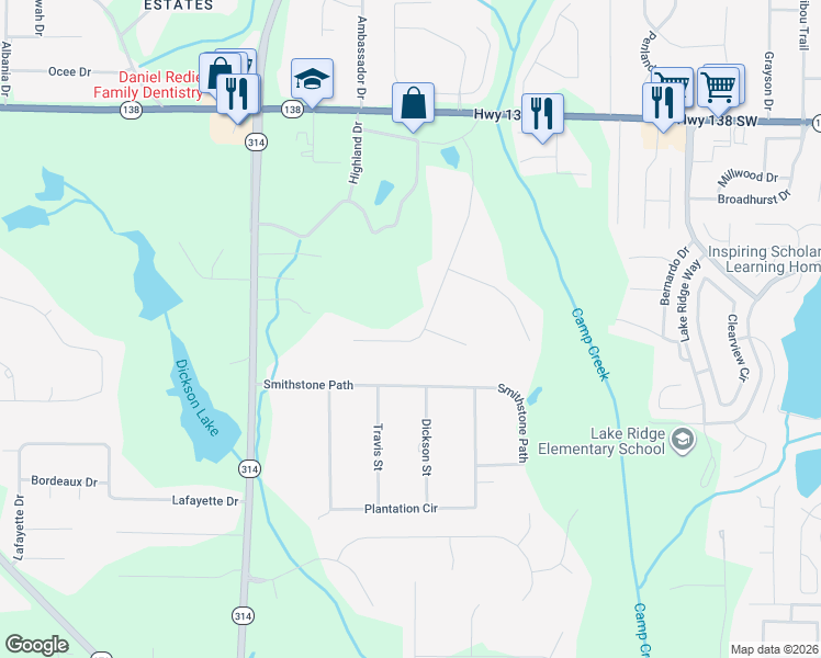 map of restaurants, bars, coffee shops, grocery stores, and more near 220 Shenandoah Trace in Fayetteville
