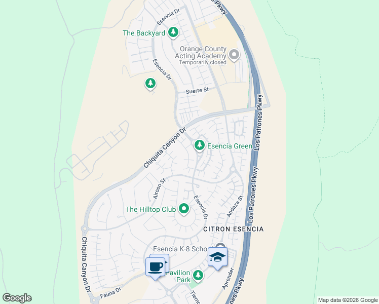 map of restaurants, bars, coffee shops, grocery stores, and more near 52 Promesa Avenue in Ladera Ranch