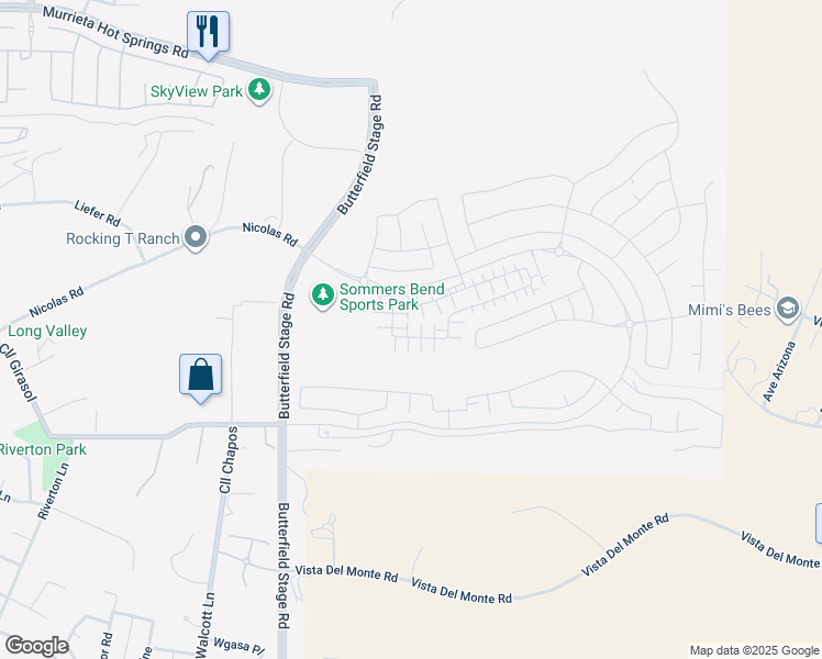 map of restaurants, bars, coffee shops, grocery stores, and more near 32412 Tannat Drive in Temecula