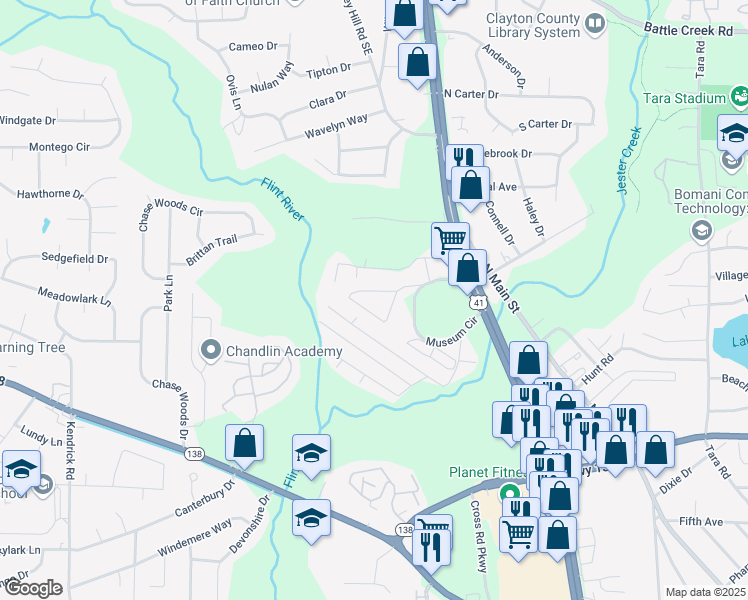 map of restaurants, bars, coffee shops, grocery stores, and more near 10 Museum Circle in Riverdale