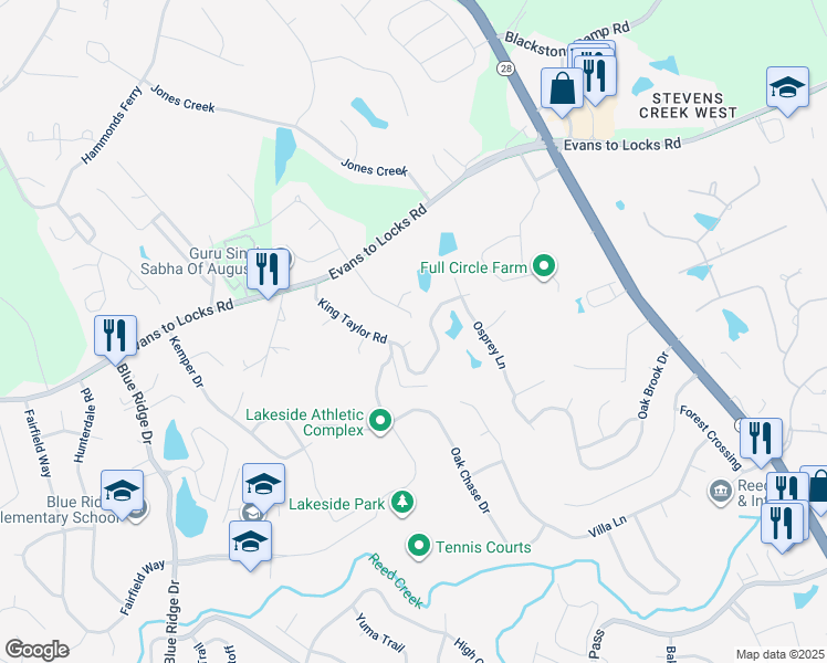 map of restaurants, bars, coffee shops, grocery stores, and more near 304 Peregrine Court in Martinez