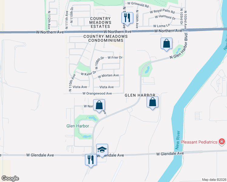 map of restaurants, bars, coffee shops, grocery stores, and more near 10744 Vista Avenue in Glendale
