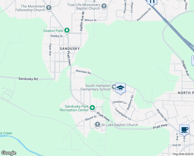 map of restaurants, bars, coffee shops, grocery stores, and more near 613 Sheridan Road in Birmingham