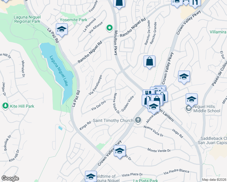 map of restaurants, bars, coffee shops, grocery stores, and more near 28842 Via De Luna in Laguna Niguel